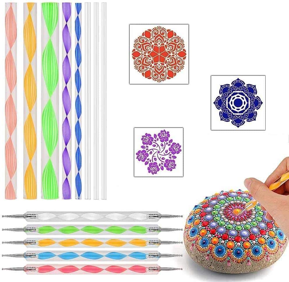 kira 13 Pcs Set of Mandala Rock Dotting Tools Nail Art Painting Tools Set, includes 5 Pieces-picture-22