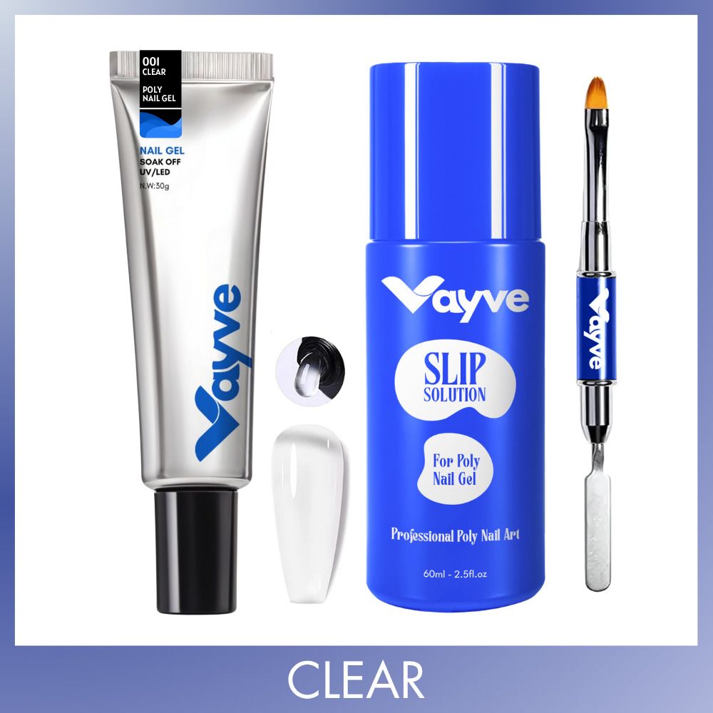 Clear Polygel Nail Extension Kit with Slip Solution and Brush Spatula | DIY Nail Extension Set for Salon Style Acrylic Gel Nail-image-47
