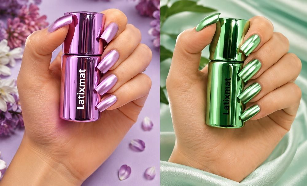 latixmat Mirror Effect Nail Art Paint Combo Metallic Green+Purple combo-picture-17