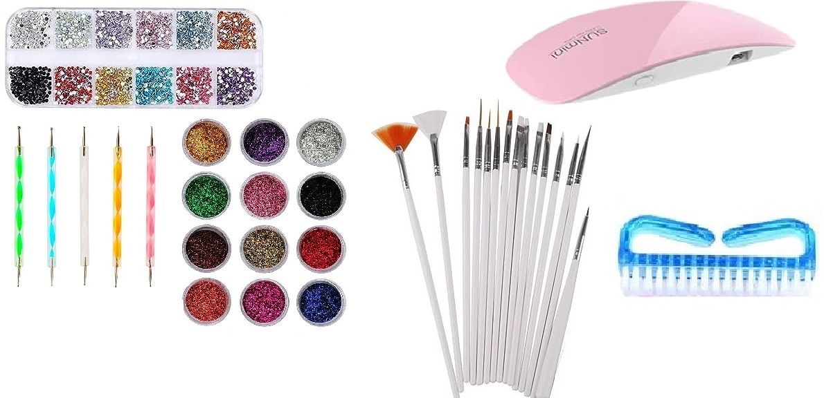 Sunmini Nails Polish Drayer Machine Mini ,Nail Cleaning Brush With Nail Art Brushes & Nail Art Glitter-image-35