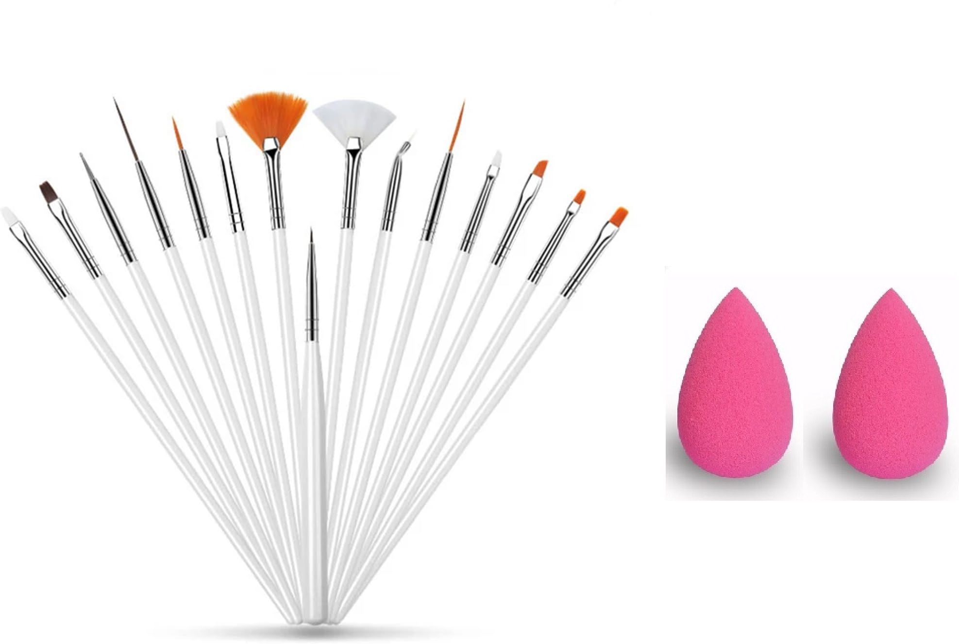 roodiles 15-Piece Nail Art Brush Tool Kit with 2 Makeup Blenders for Precise Salon Design-picture-13