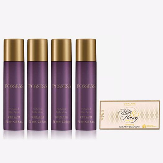 POSSESS Perfumed Body Spray 75 ml (pack of 4) with MILK & HONEY Soap 100g-image-40