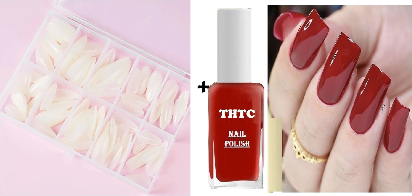 Nail Tip Natural Color with PEACHY RED Painting Gel Polish-image-24