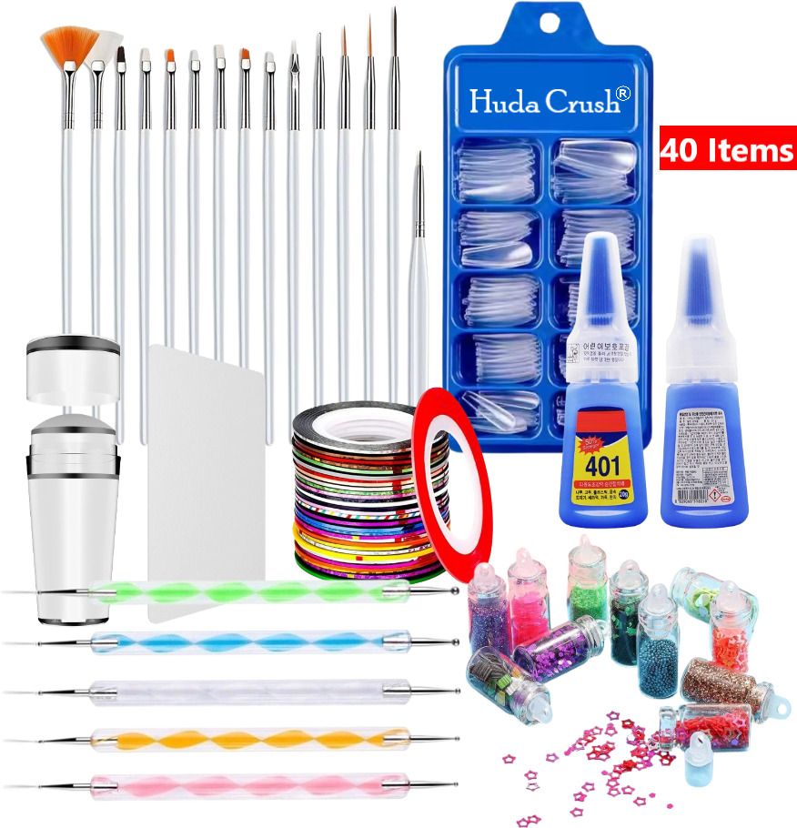 Beauty 40Pcs. Nail Art Decoration Combo Kit For Girl 's
