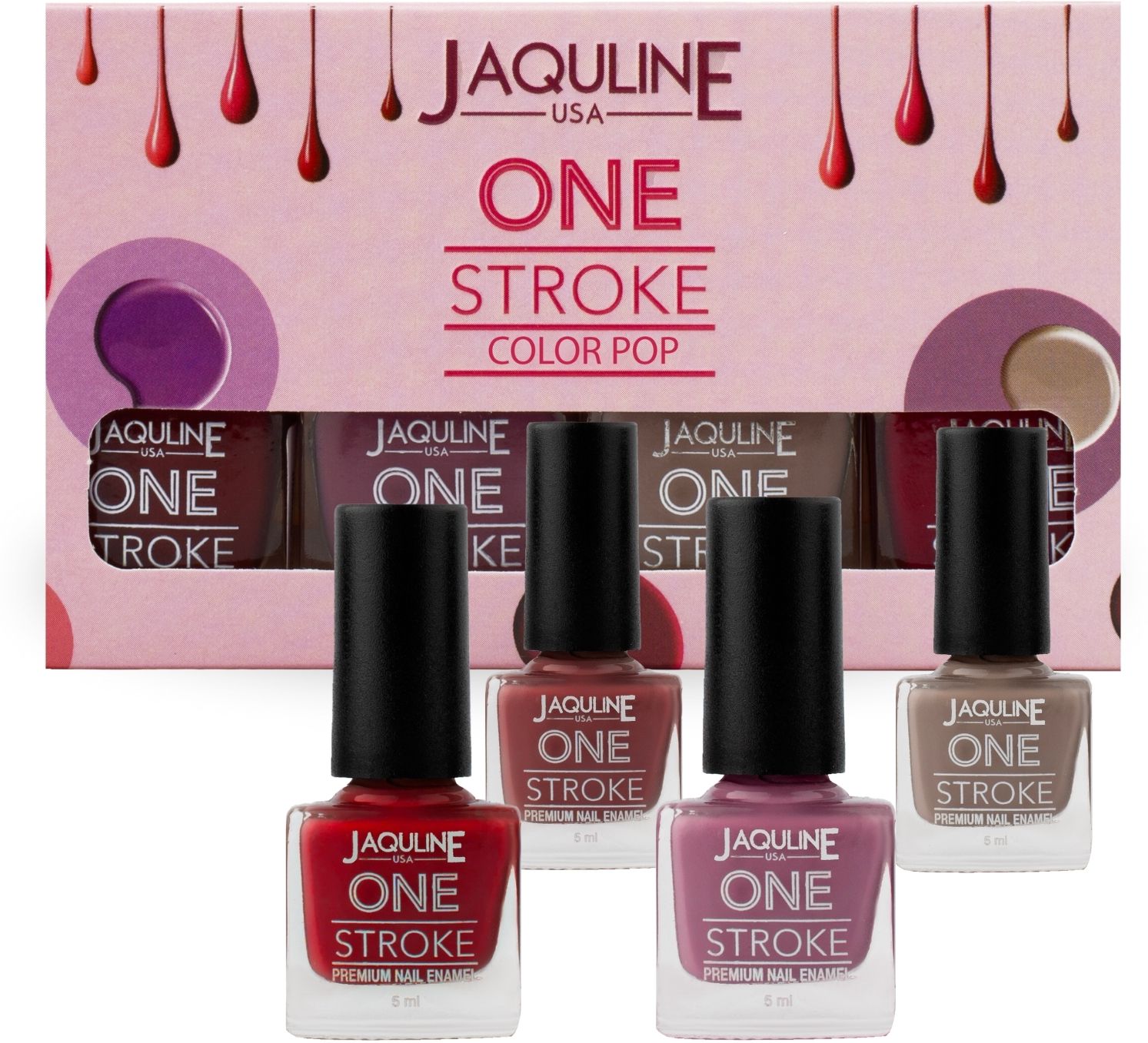 jaquline usa One Stroke 4 In 1 Nail Kit – Quick Dry, Glossy Finish, 4x5ml - 20ml-picture-34
