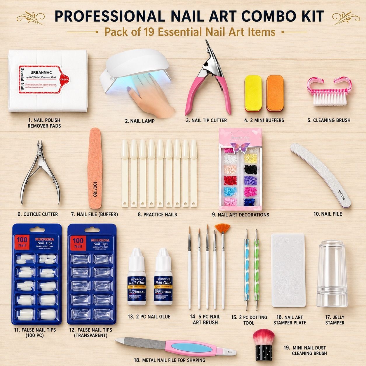 utrust Professional Nail Art Extension Combo Kit Set with UV LED Gel Nail Lamp-picture-1