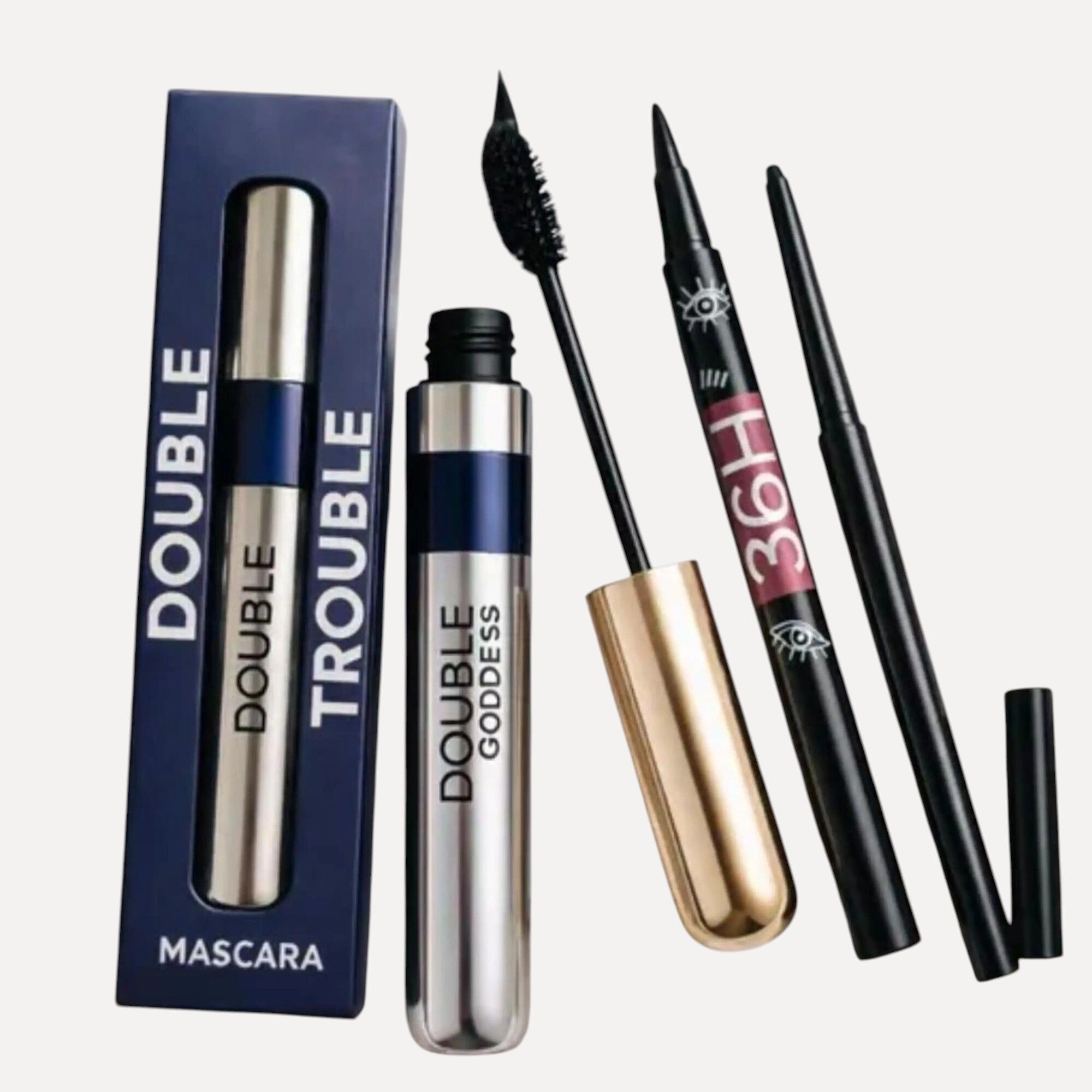 2 Piece Eye Makeup Combo Black Mascara and Liquid Eyeliner-image-41