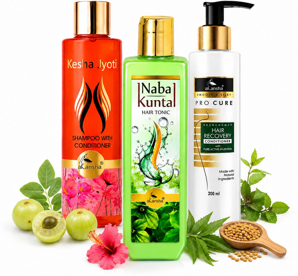 akansha Anti-Hairfall, Hair Growth and Dandruff Removal Combo Nabakuntal+Keshajyoti+Keshchamak-picture-31