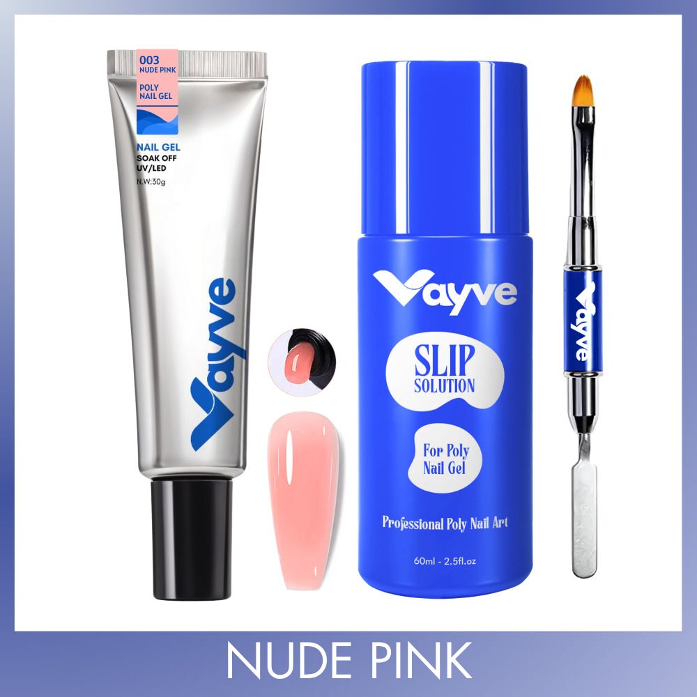 Nude Pink Polygel Nail Extension Kit with Slip Solution & Brush Spatula | DIY Nail Extension Set f/ Salon Style Acrylic Gel Nail-image-41