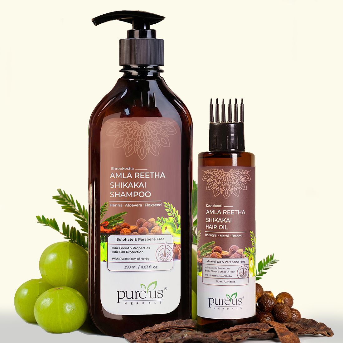 Amla Reetha Shikakai Shampoo & Hair Oil Combo – Ayurvedic Hair Fall Control & Hair Growth Solution-image-3