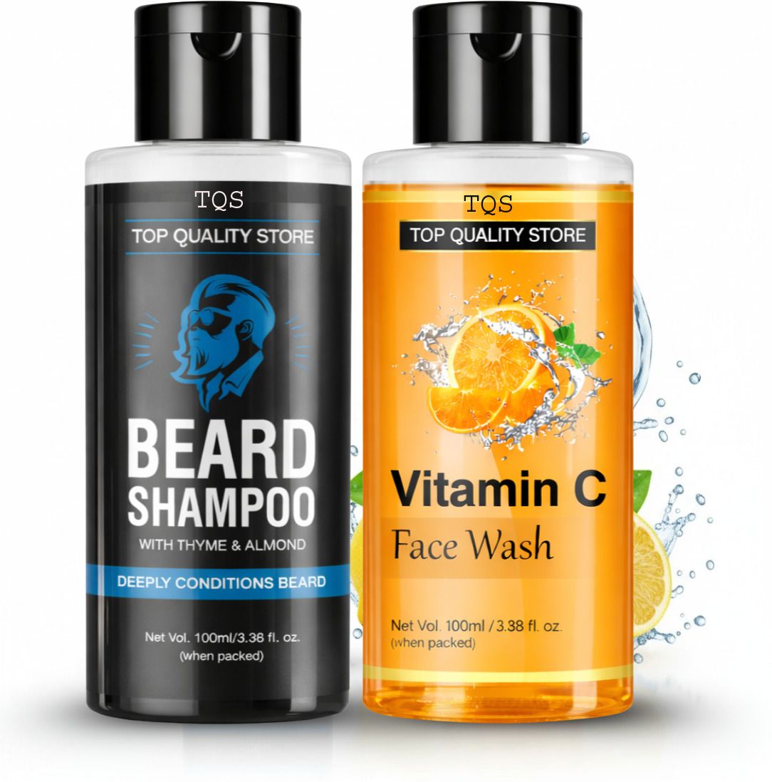 tqs 2 in 1 Grooming Kit for Men | Soft Beard Shampoo & Skin Brightening Face Wash-picture-2