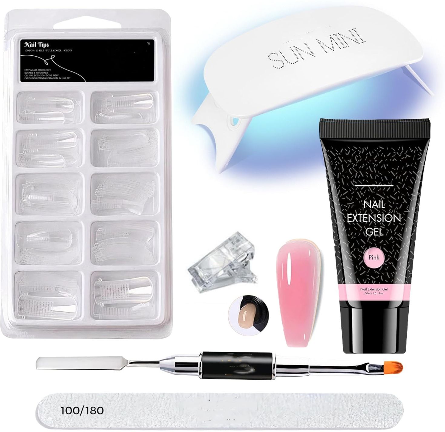 NAIL ART KIT POLY GE-L NAIL EXTENTION KIT for Builder UV Nail Art Kit Nail Extension Set pink