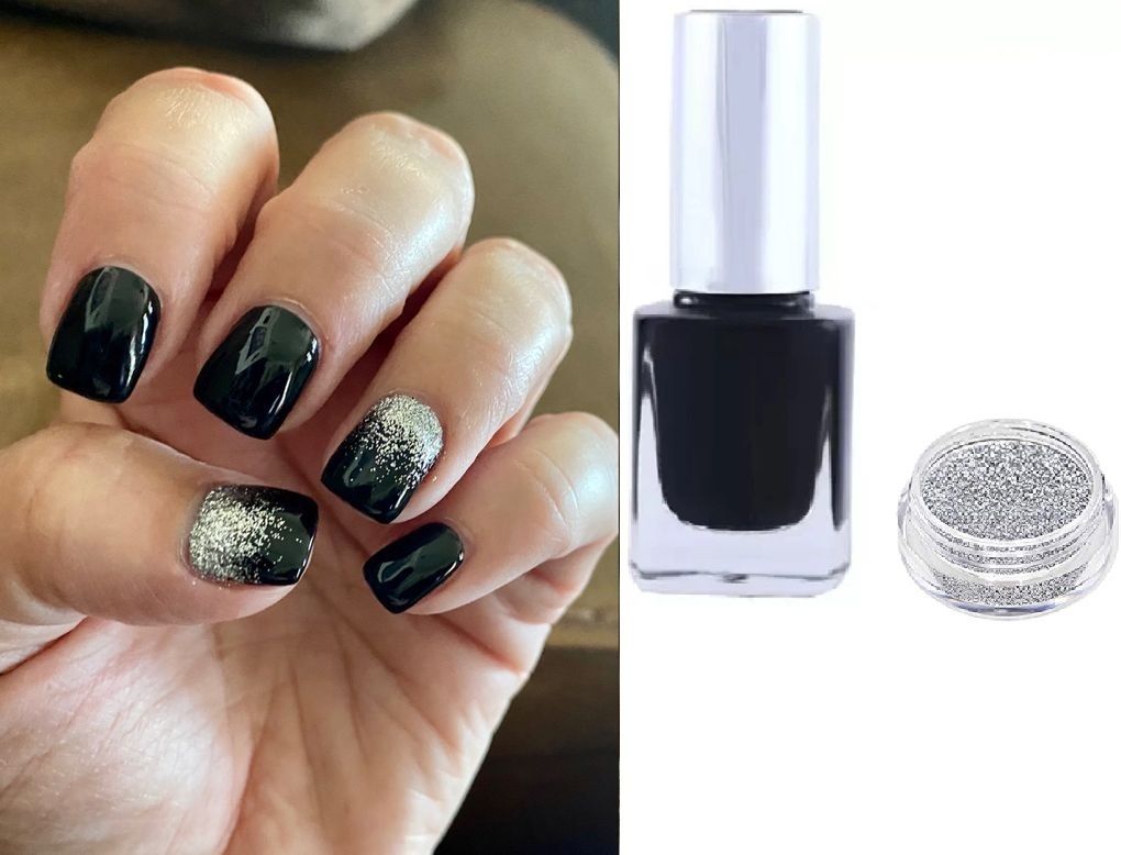 afaraxia Glossy shine Black Liquid Nail paint sliver glitter-picture-10