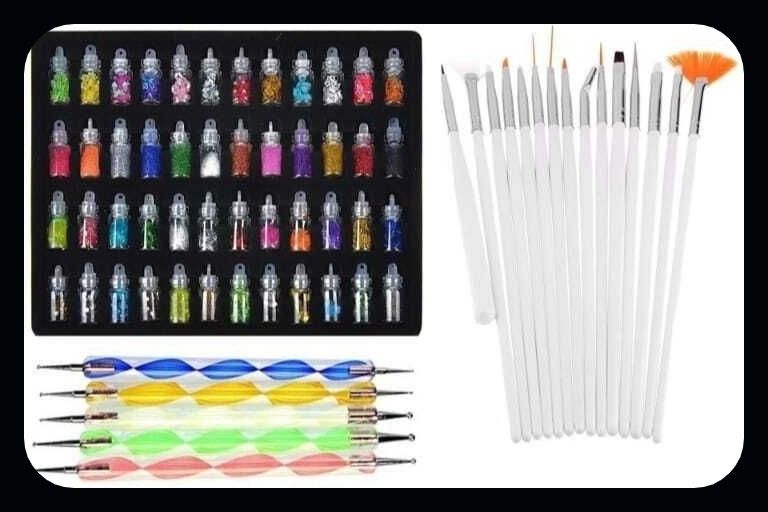 Combo Deal of Nail Art Brush Dotting Tools And 3D Nail Art 48 Bottles_ck84-image-4
