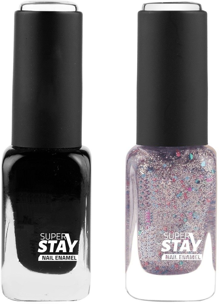 Pigmented & Long Stay Unique Shimmery Crystal Rainbow & Matte Black Nail Polish-image-16