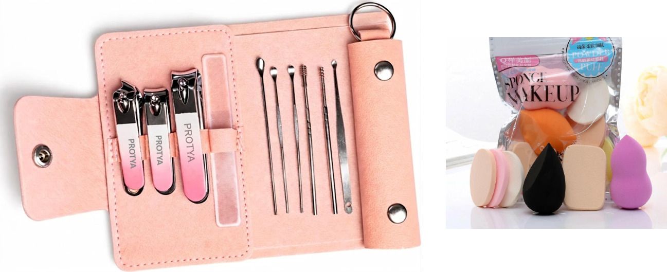 10 in 1 Manicure Set – PINK – Nail Care Grooming Kit WITH FREE 6PUFF (100 g, Set of 1)-image-43