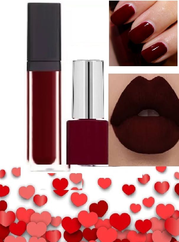 High-Shine Long Lasting Non Toxic Professional Maroon Nail Polish MAROON with maroon lipstick-image-20