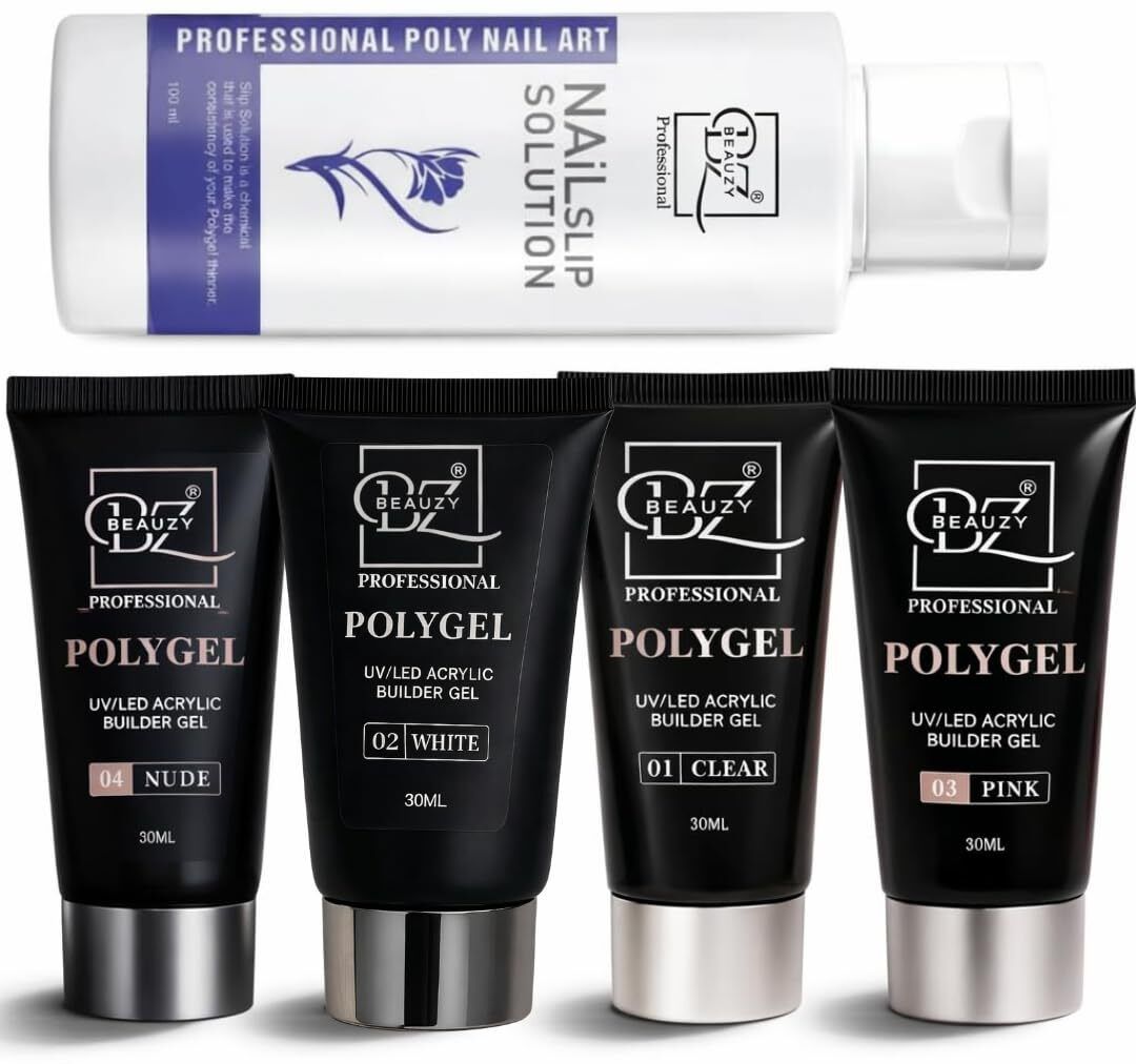 Polygel Nail Extension Kit 30ml with Nail Slip Solution 50ml | UV/LED Acrylic Builder Gel for Strong Nail Extensions-image-9