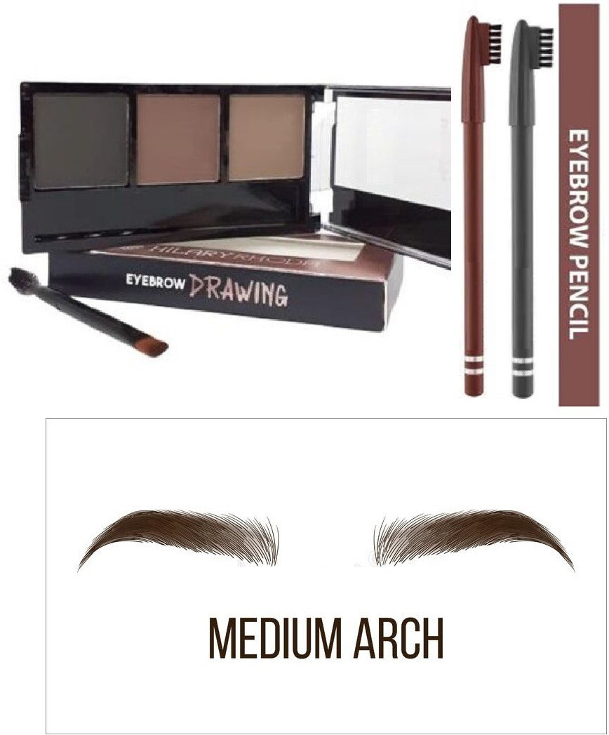 facejewel Eyebrow enhancer powder palette with brush & Eyebrow Pencil Grey Brow Combo Pack 3 image 1