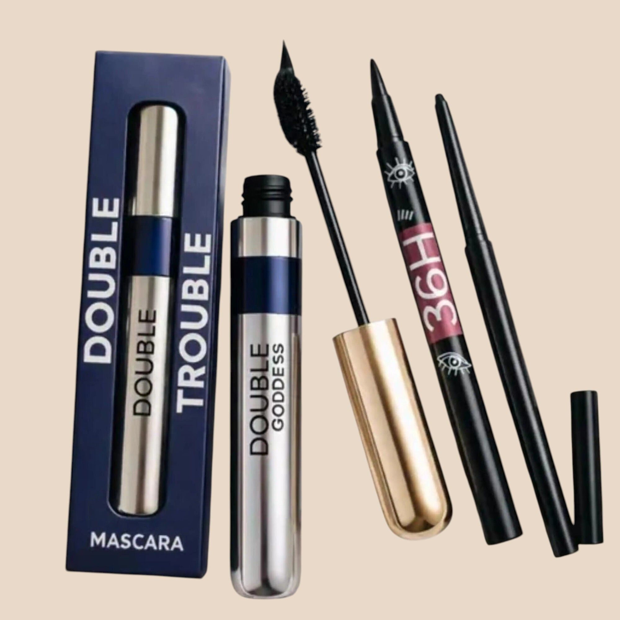 Double Trouble Mascara with Black Eyeliner Combo for Women-image-2