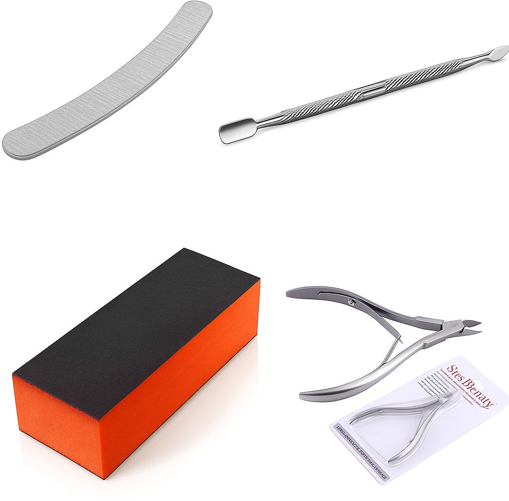 nail art kit Combo 1 pusher 1 cuticle cutter 1 filer 1 buffer for women-image-38