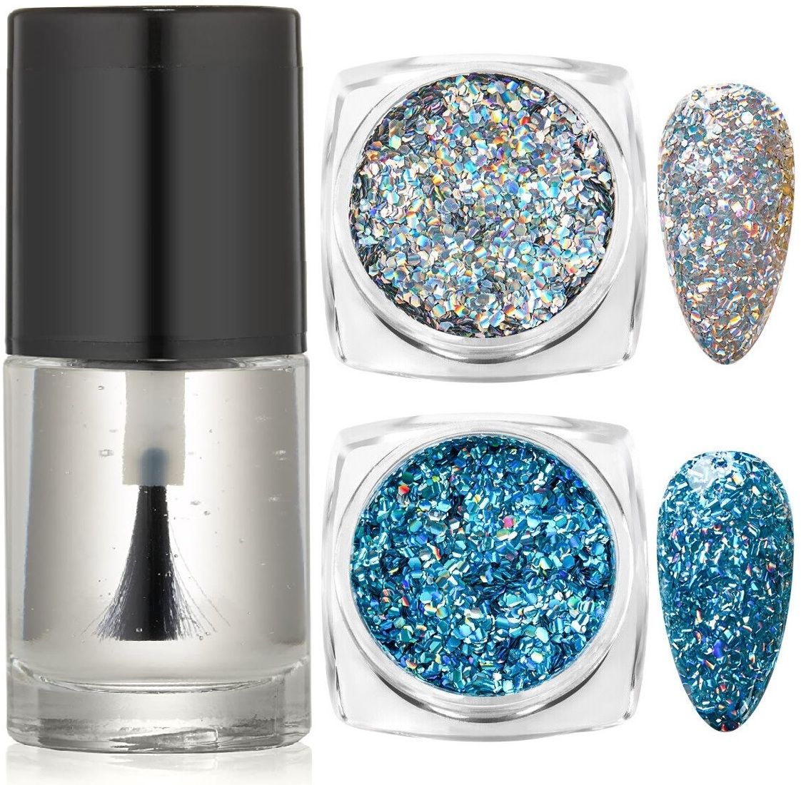 myeong glitter eyeshadow powder & Transparent Nail paint-picture-21