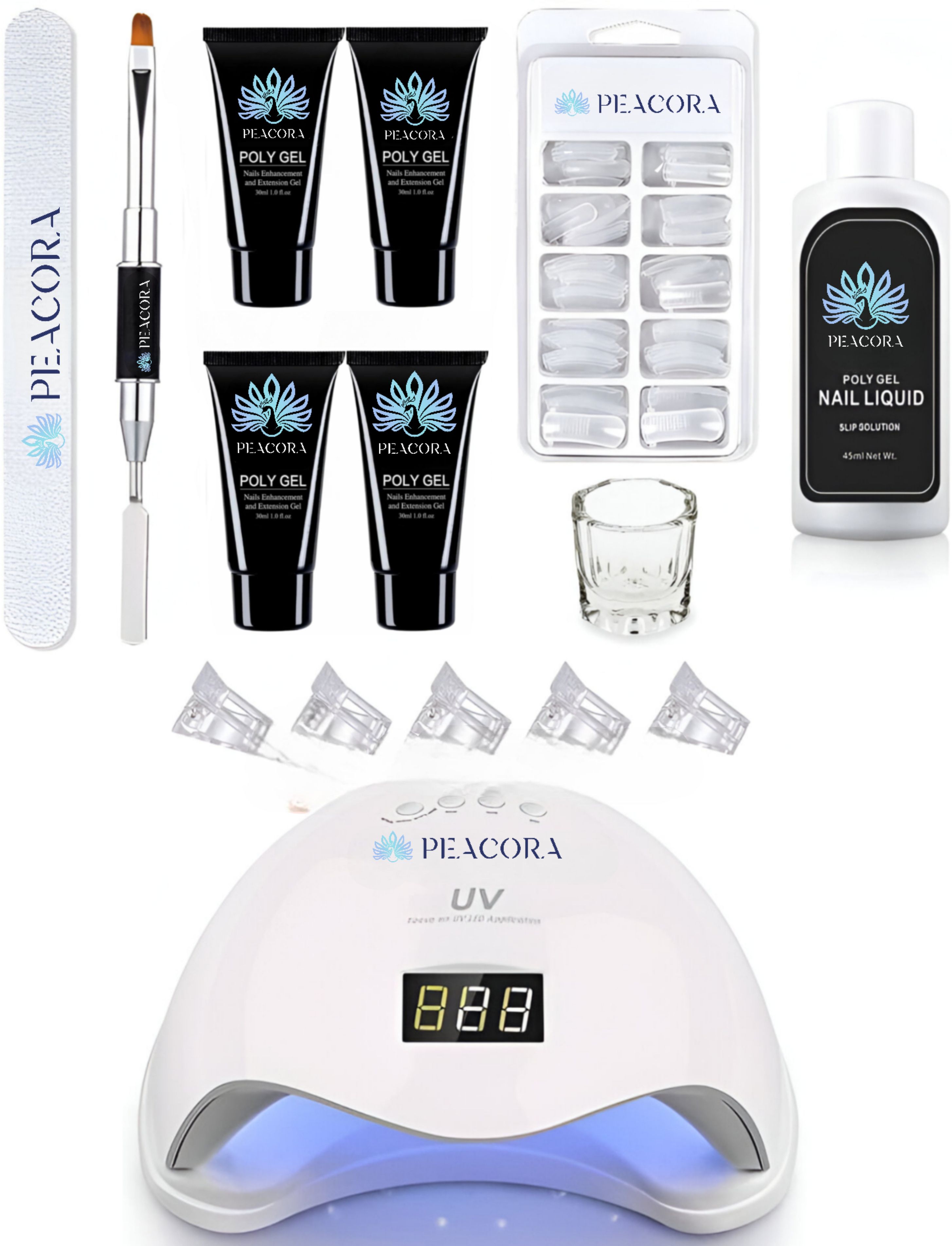 peacora Acrylic Gel Poly Nail Gel Nail Extension Set With 4 Tubes & UV Led Nail Lamp (Multicolor)-picture-41
