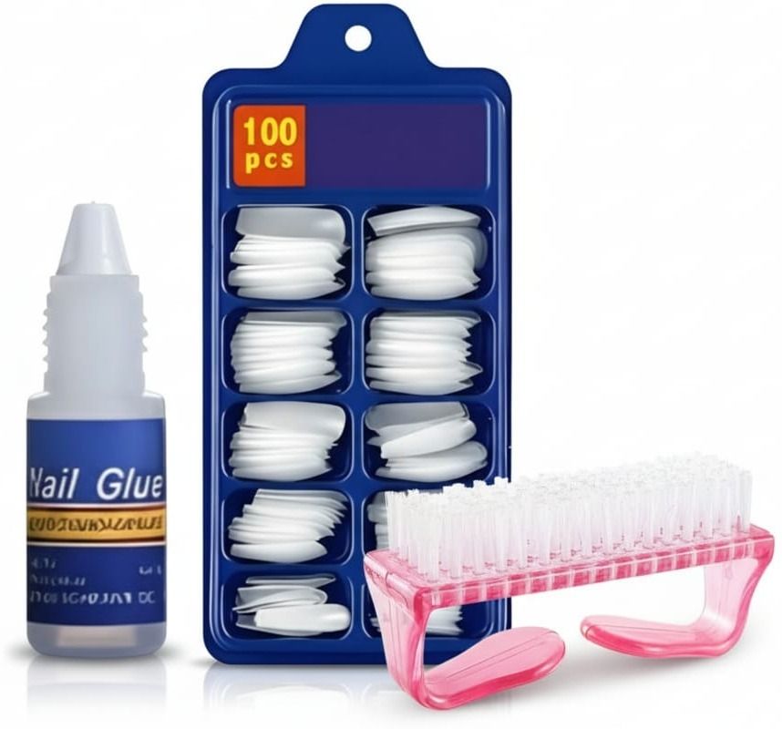 fairlis Artificial Nail Tips Set 100 Pcs with Glue & Brush for Perfect Nail Look-picture-30