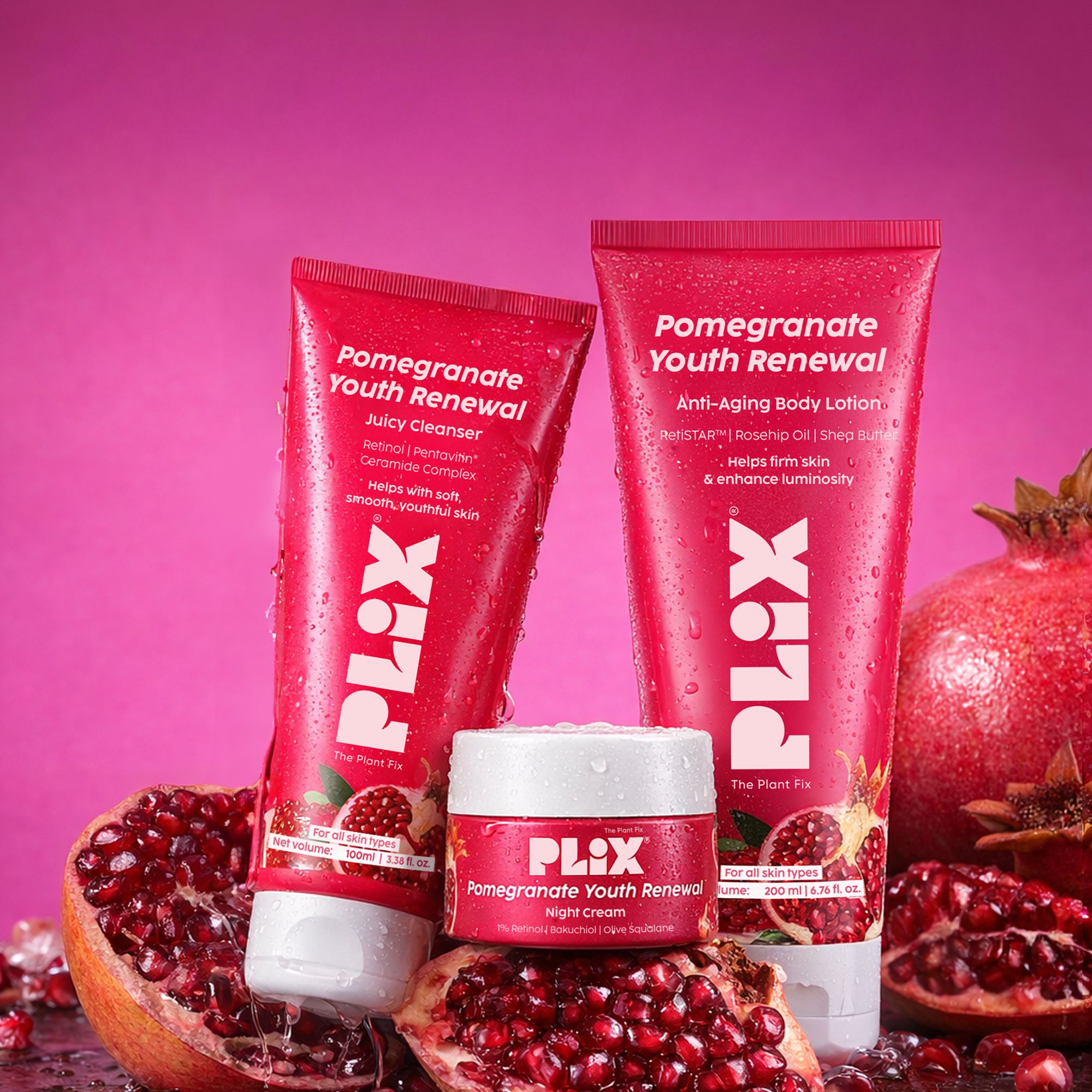 Pomegranate Youth Renewal Cleanser, Lotion & Retinol Cream | Anti-Ageing Combo-image-40