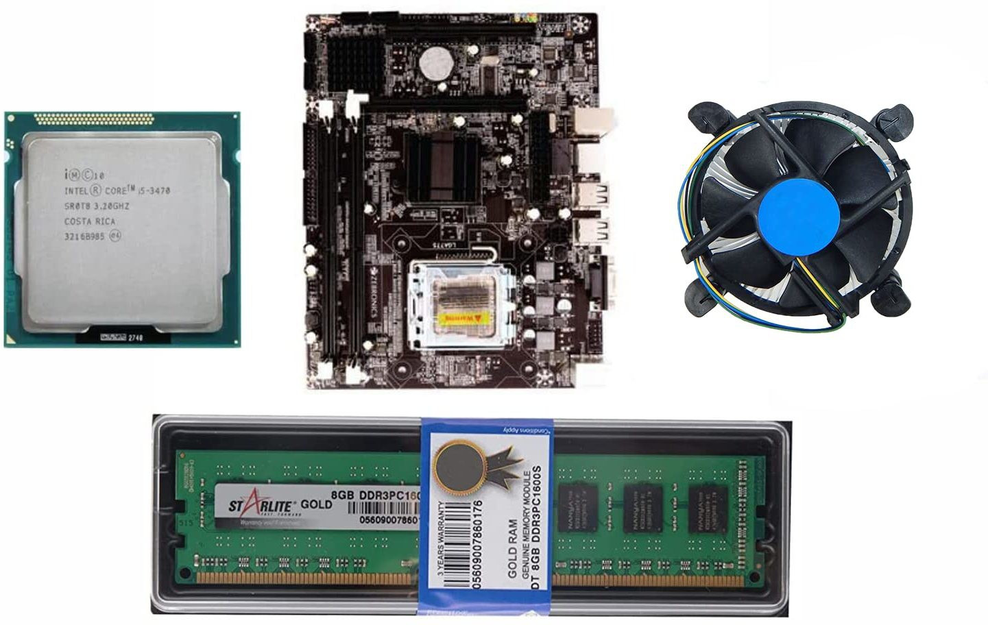 Thunderz Processor i5 3470 3.20Ghz + 8gb ddr3 RAM+ fan Combo Motherboard image 1