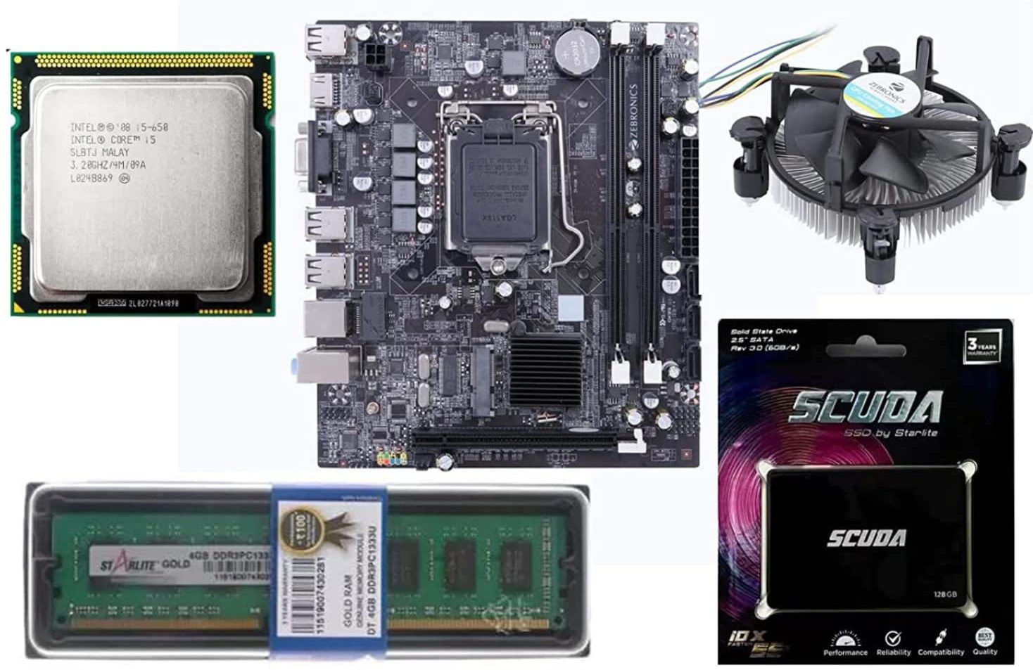 Thunderz i5 3470 Processor+8GB DDR3 RAM + SCUDA 128gb SSD + Free CPU Fan Combo Motherboard image 1