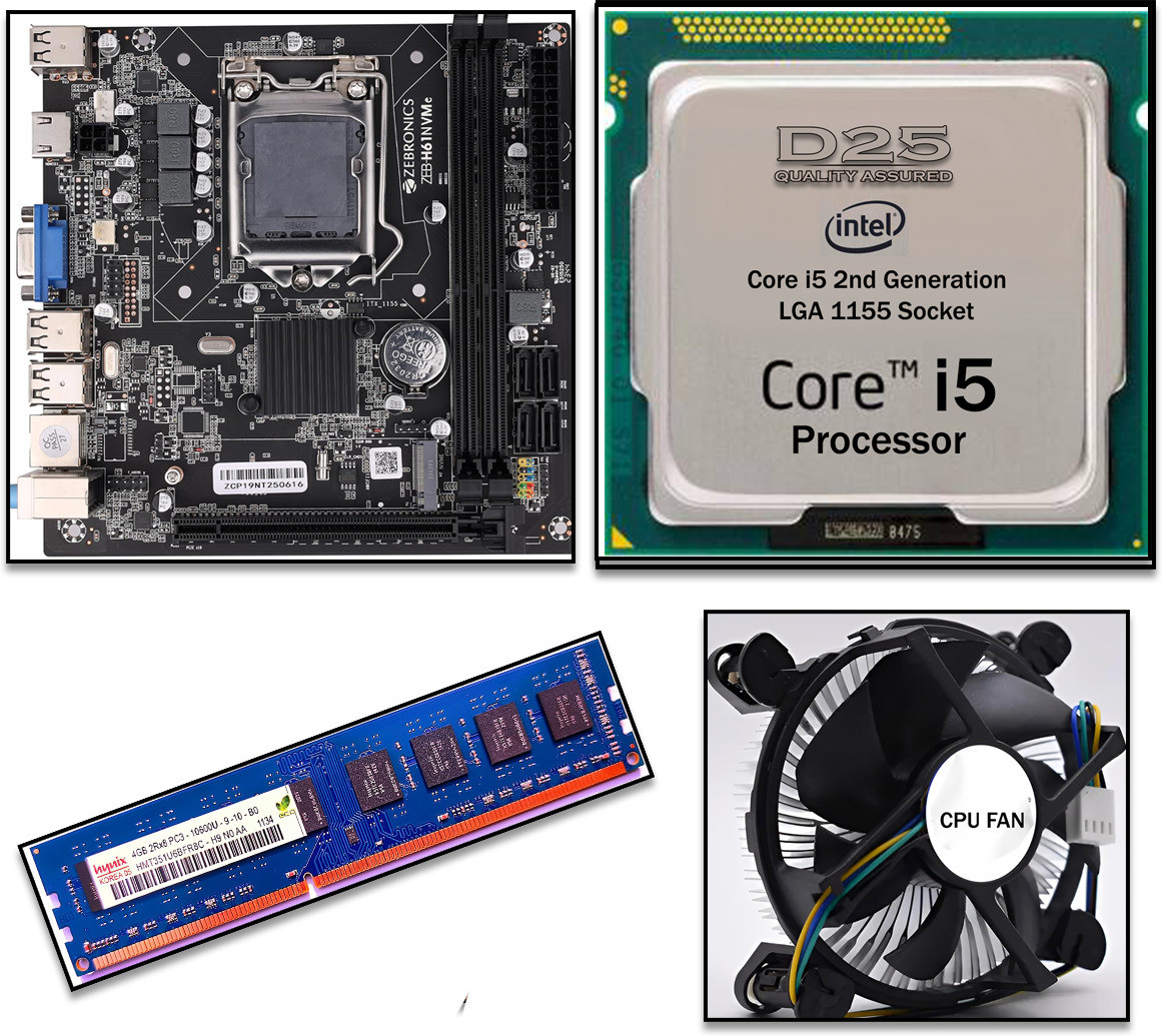 D25 Pre-Installed H61 Motherboard Kit with i5 2nd Gen Processor+4GB DDR3 RAM+CPUFan Combo Motherboard image 1