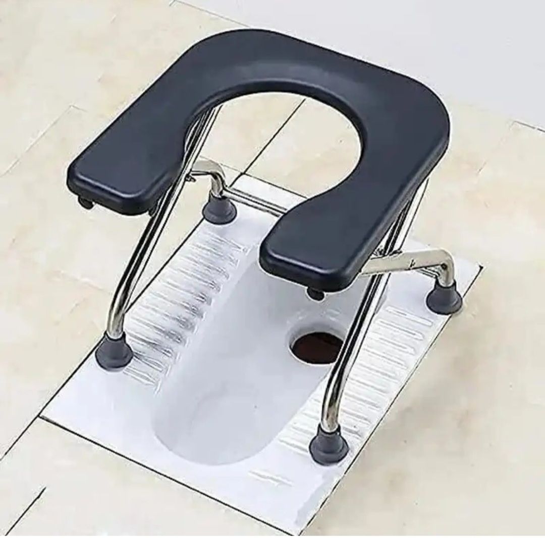Stainless Steel Frame Comfortable Safe Toliet Commode Commode Chair (Black) Commode Chair