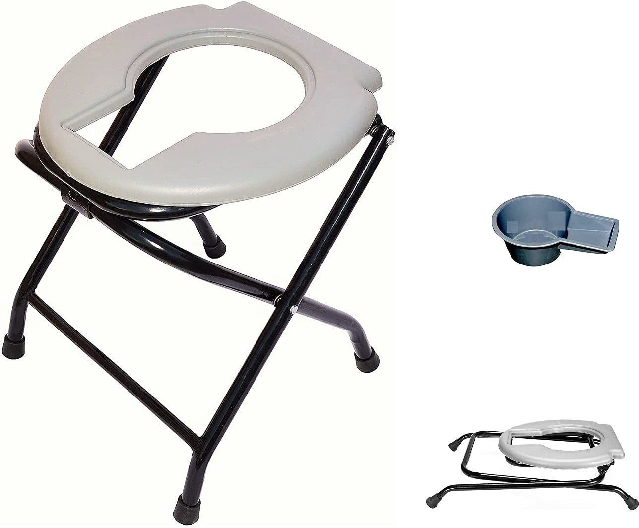 Commode Stool/Chair for unisex/ADULT with Pot GREY Commode Chair