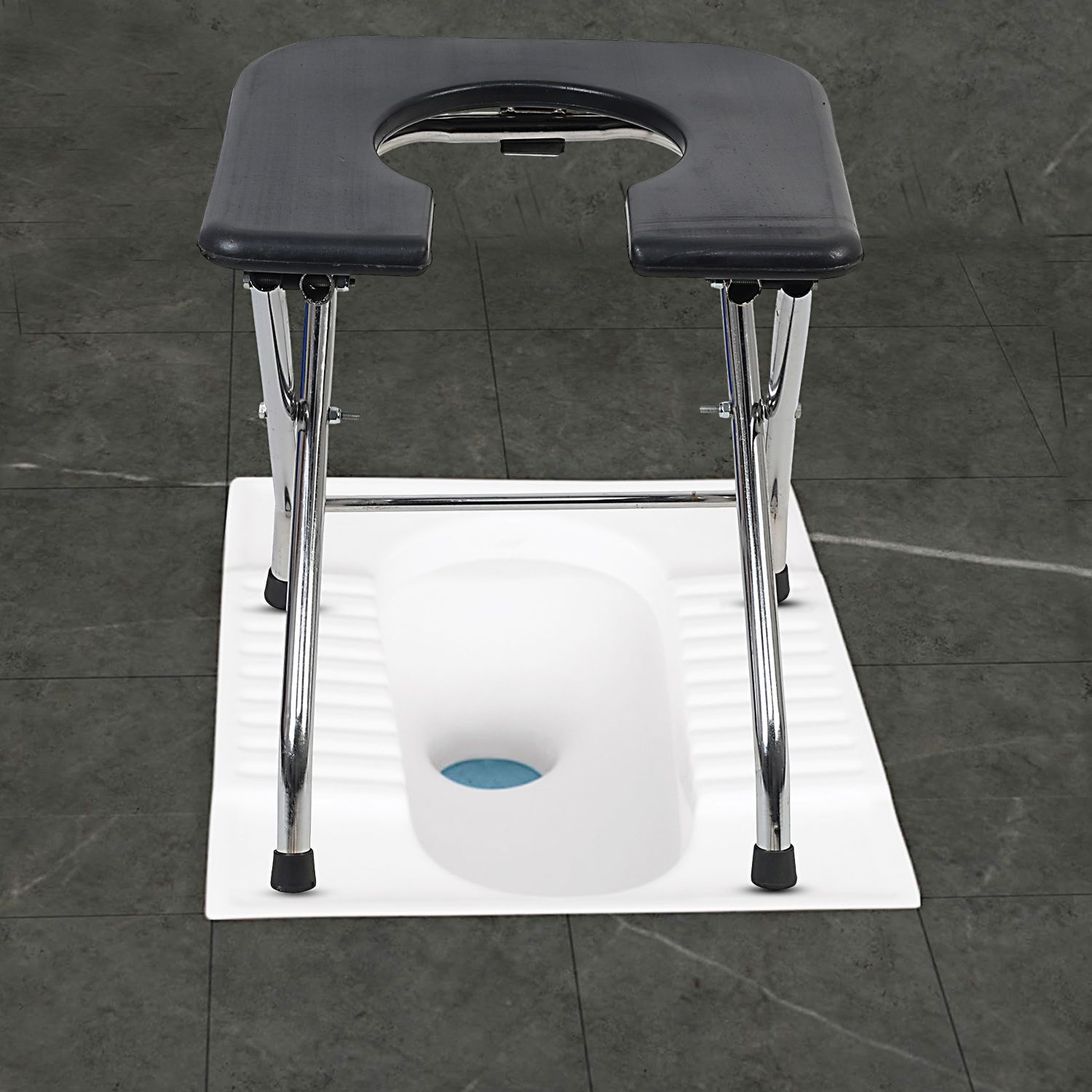 Stainless Steel Frame Comfortable Safe Toliet Commode Chair-image-36