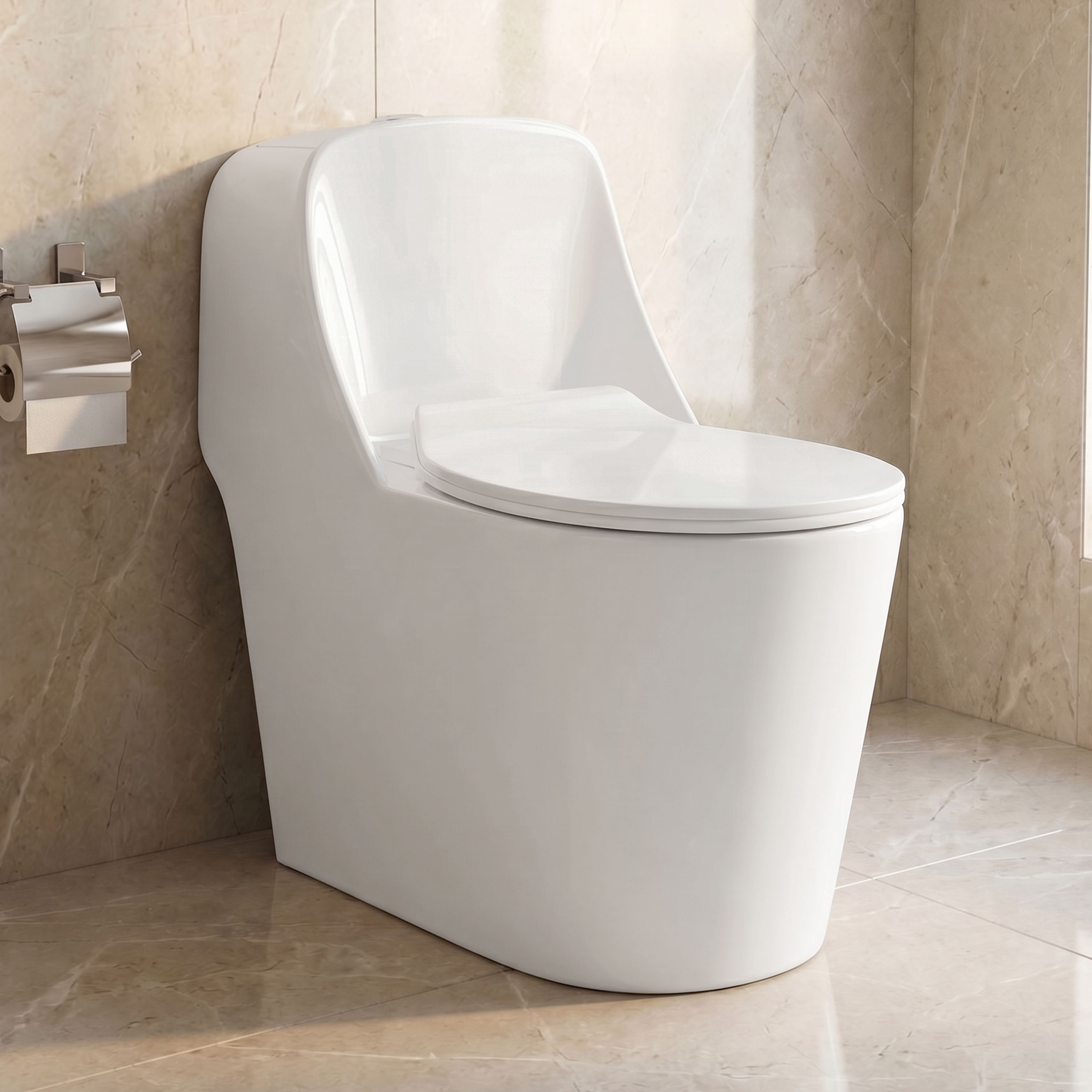 Commode Toilet | One Piece Western Toilet | 225mm S Trap | PP Slow Seat Western Commode-image-20