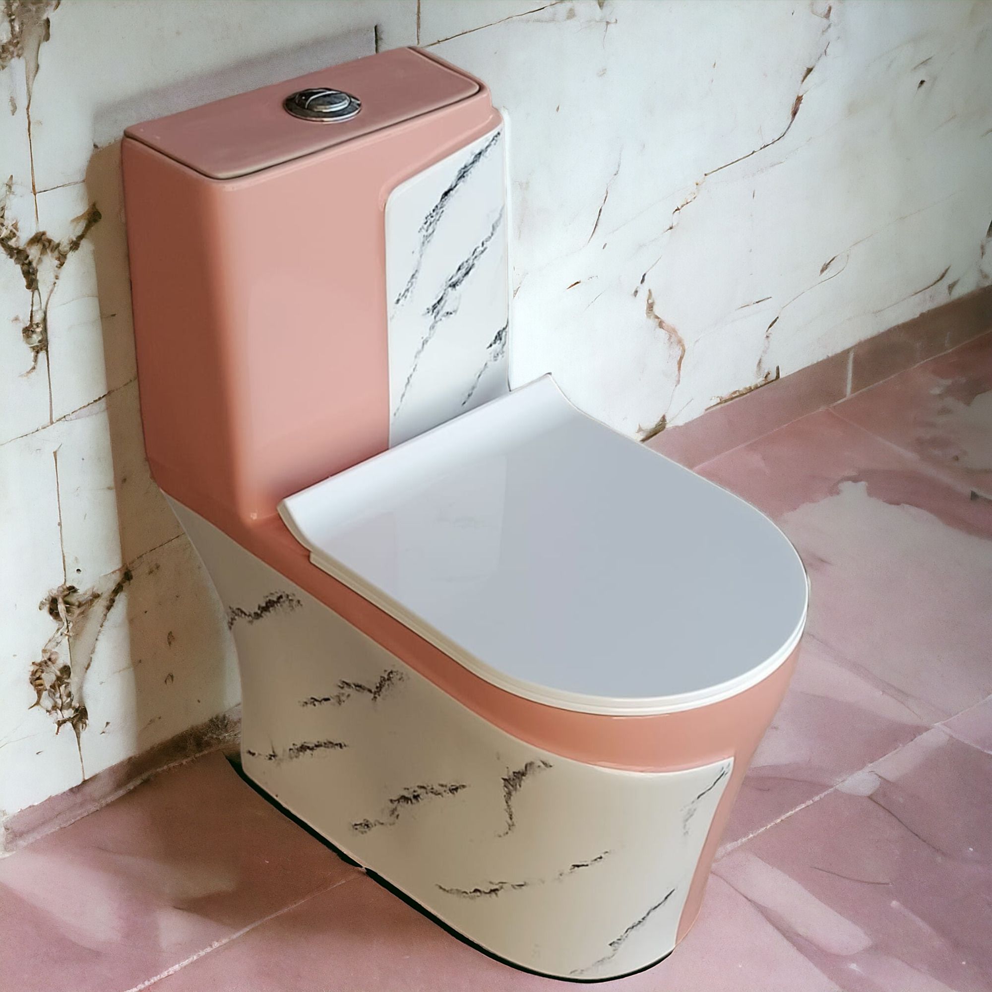 pink white marble 1015 Western Commode-image-0