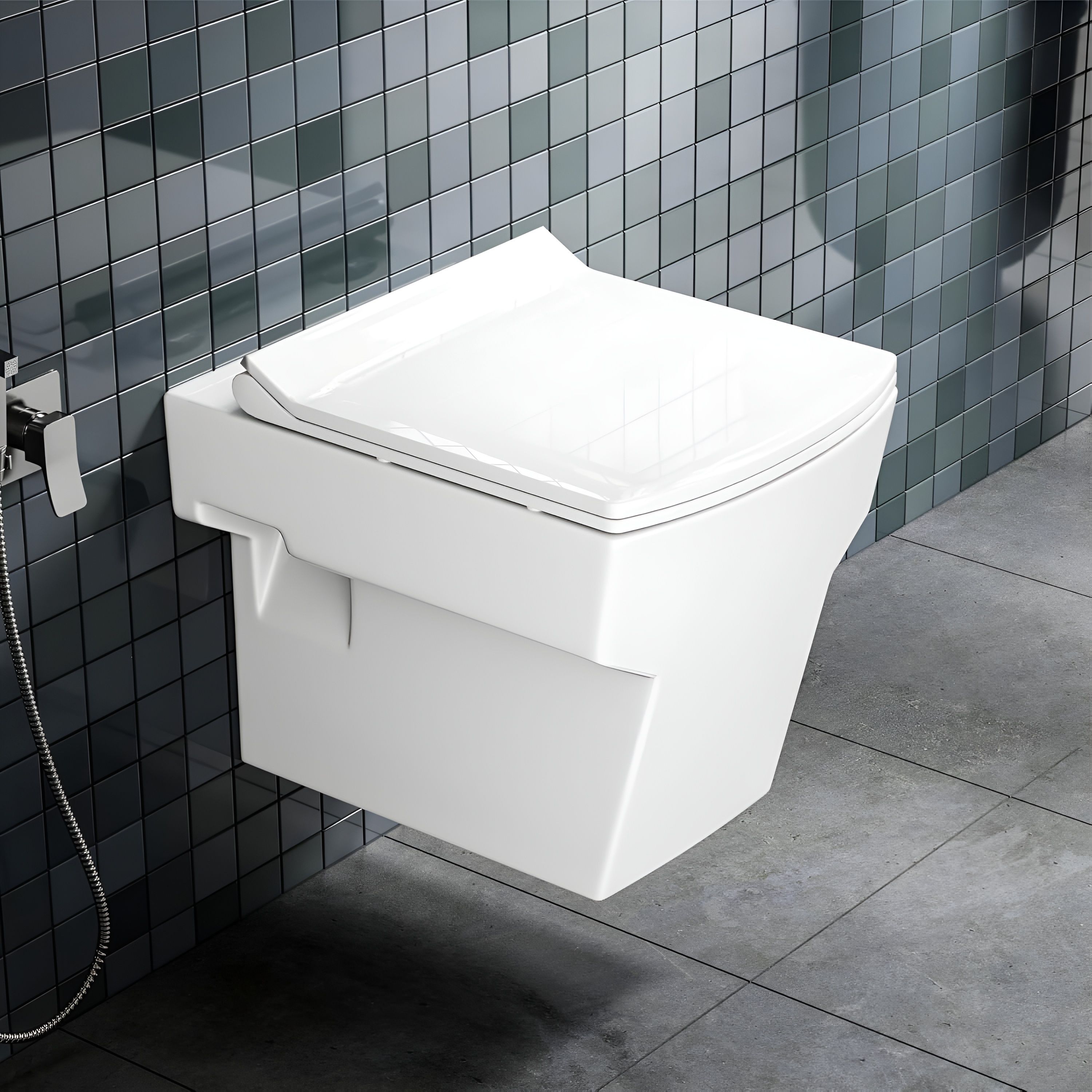 VOOT Ceramic Wall Hung Commode/ Toilet Seat for Bathroom with All Accessories SYON203 Western Commode-image-5