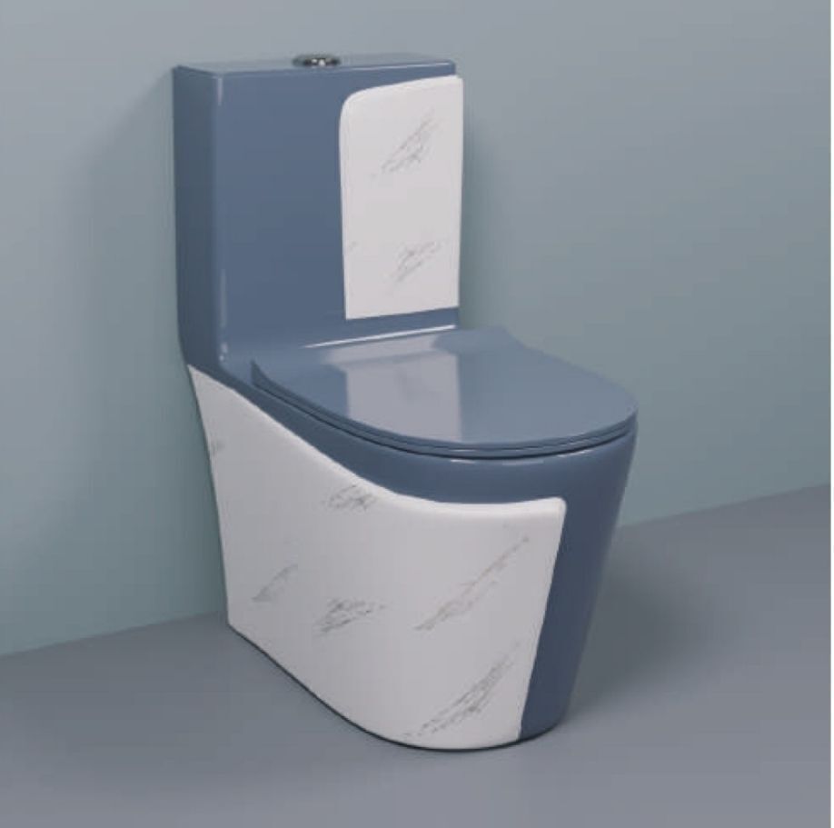 Premium Quality 1016 Shining Grey commode with White Marble Finish and Round Flush Button Western Commode-image-42
