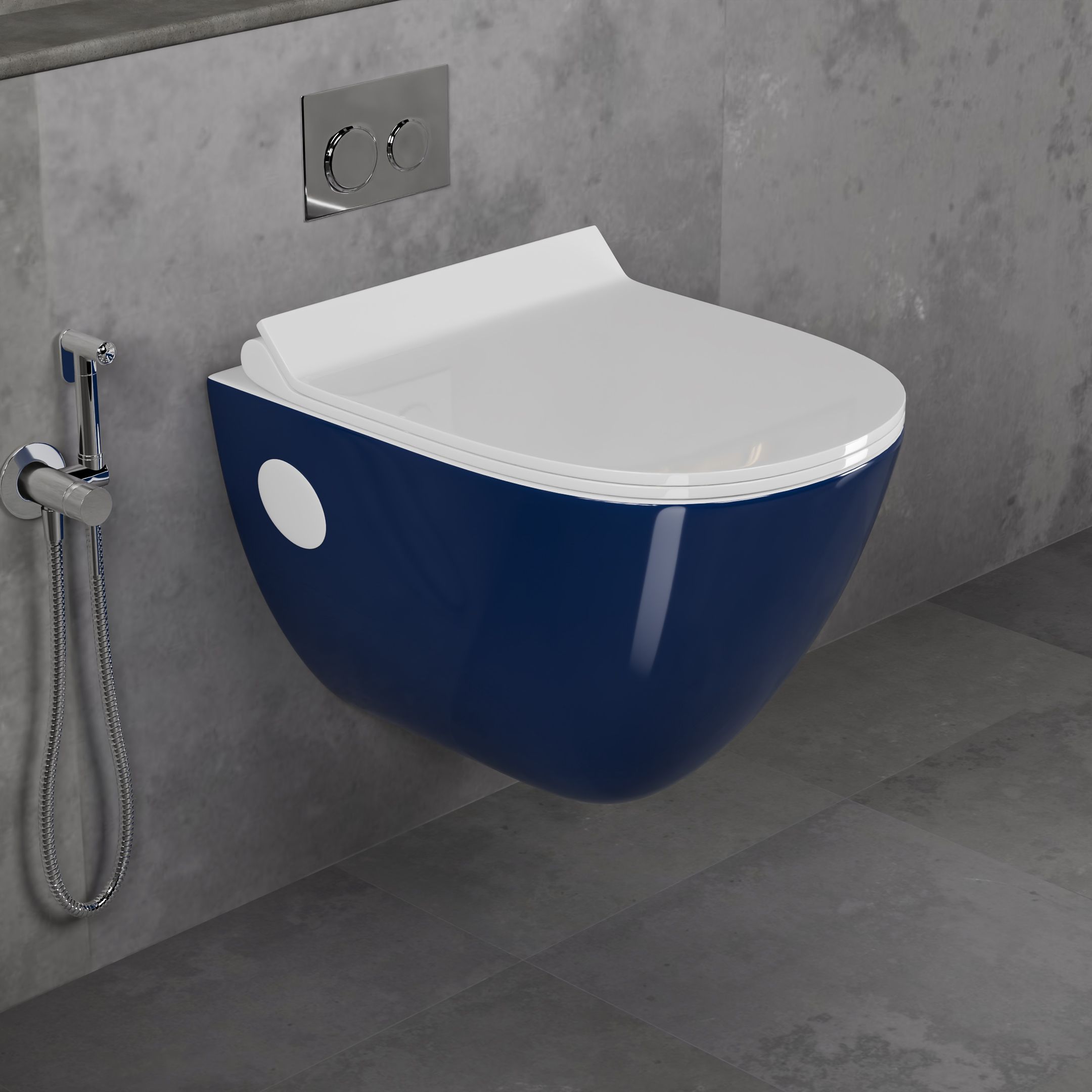 CROMA BLUE Ceramic Wall Hung Commode |Toilet Seat with Accessories CROMA-BLUE Western Commode-image-43