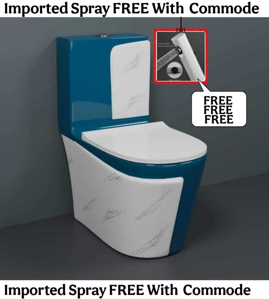 solano C029 Premium Quality Shining Royal Blue commode with White Marble Finish and Round Flush Button Western Commode-picture-39