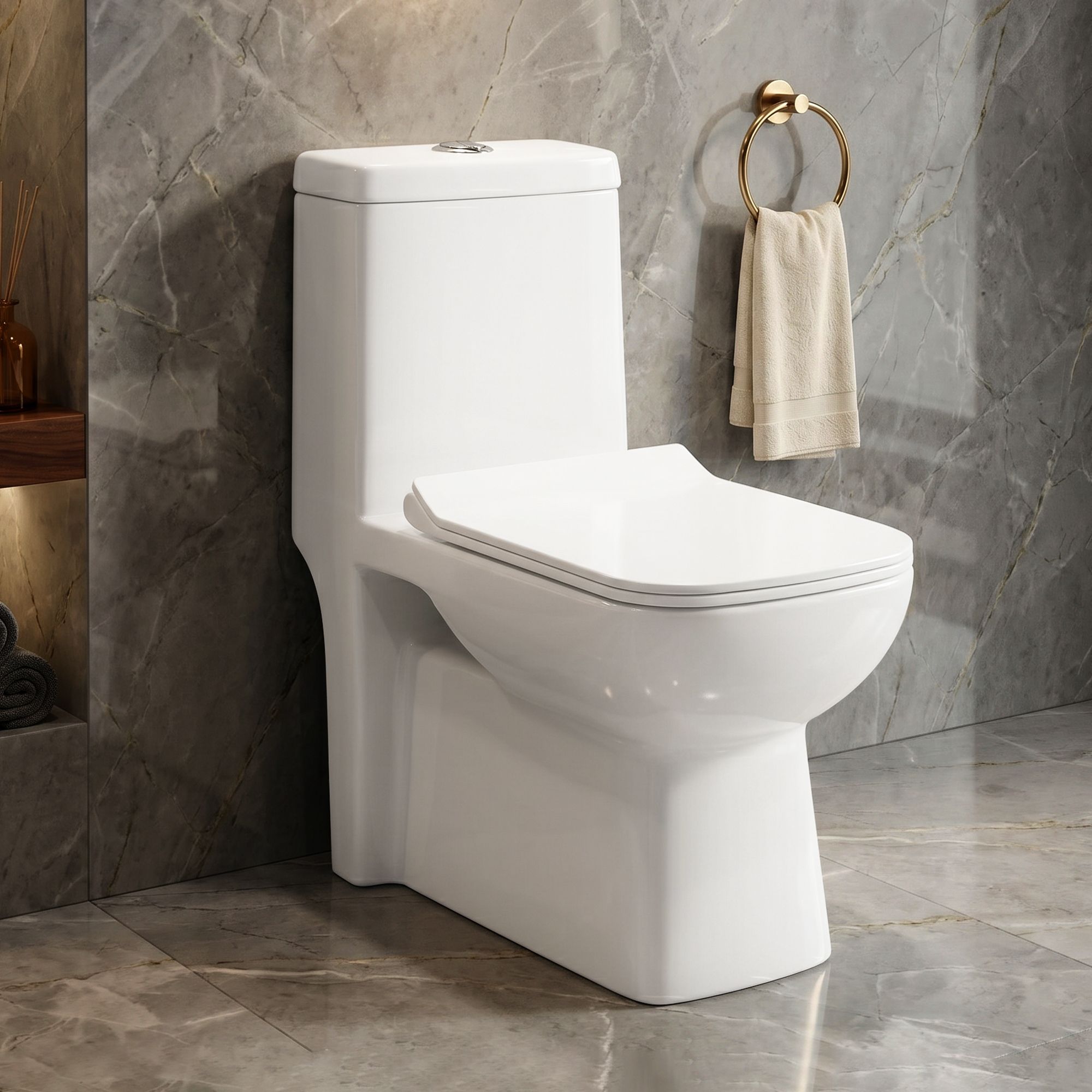 Commode for Toilet/Ceramic One Piece Toilet/Washdown Flush Commode with Soft Closing Toilet Seat - S Trap (White, APS-1111, Ultra) Western Commode-image-11