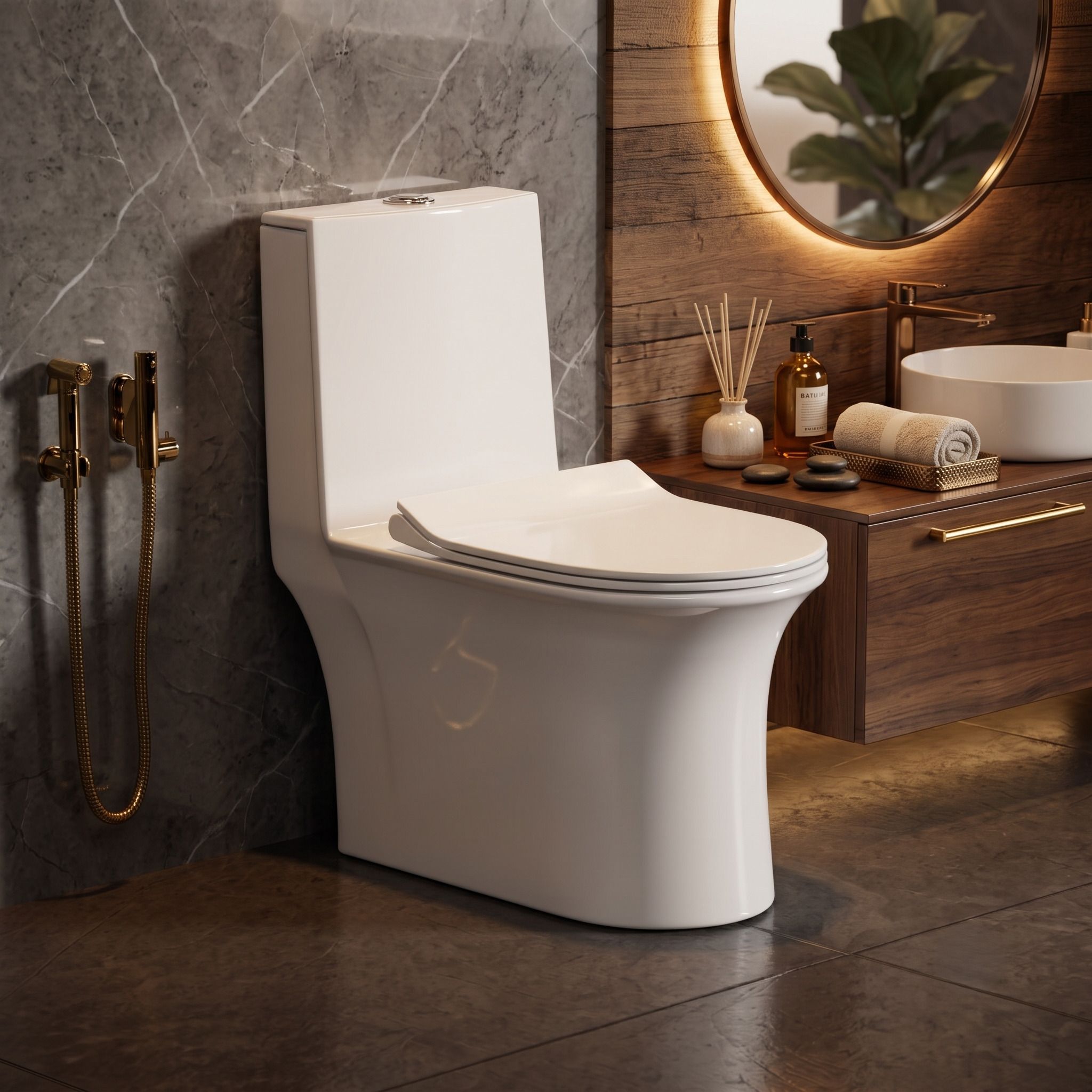 Ceramic One Piece Western Toilet Commode/Water Closet with Soft Close Seat Cover neos new3 Western Commode-image-26