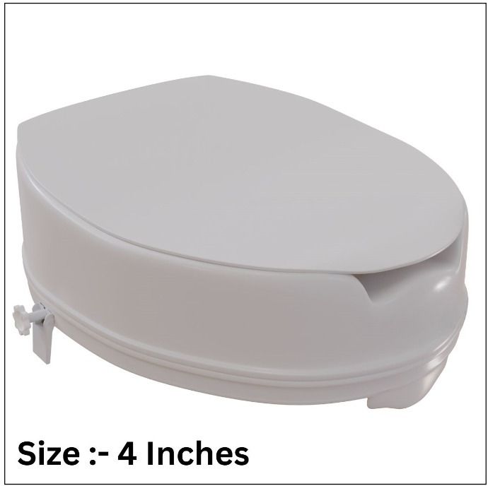 High Elevated 4 Inch Toilet Seat Raiser with Lid | Portable Assistance Lock Stand | Premium & Durable Commode Raiser for Adults | Western Commode-image-49