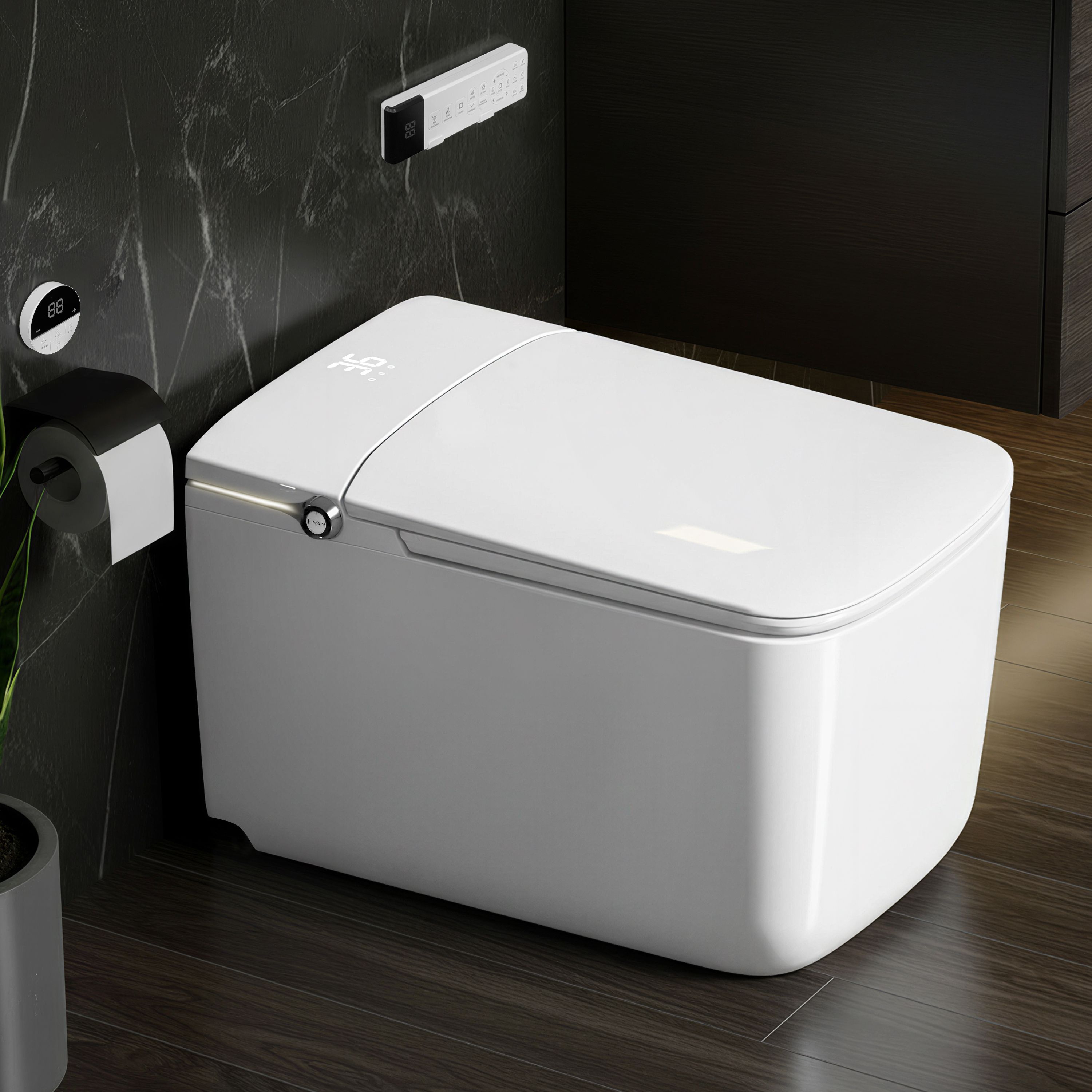 Automatic Commode With Water Saving Technology/Smart Toilet Auto Lid Closing and Flushing with Foot Sensor/Heated Toilet Seat - (S Trap) Western Commode-image-2
