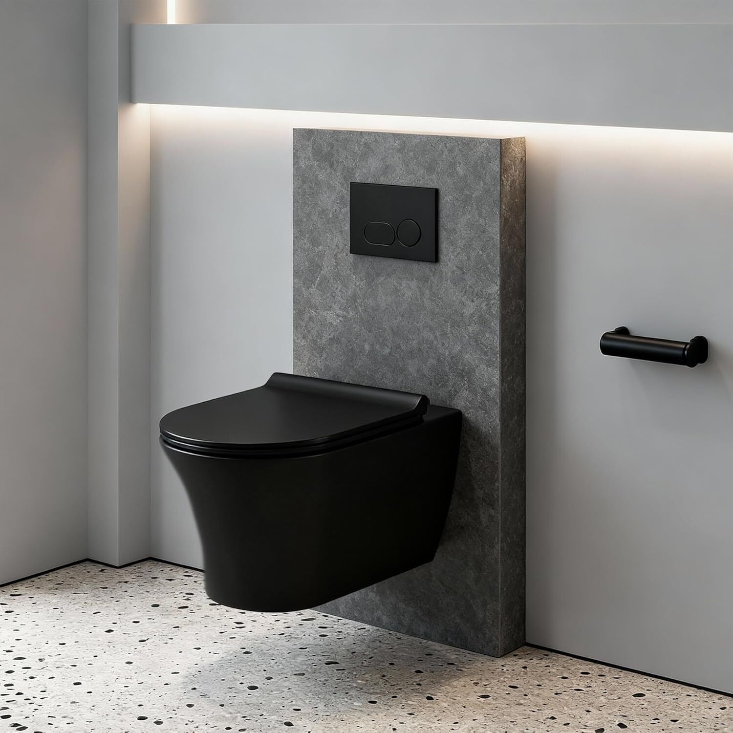 kriss kross Wall-Hung Rimless Western Toilet, Matte Black, Soft-Close Slim Seat, Space-Saving Design, Concealed Cistern Compatible, Hygienic Easy-Clean Western Commode-picture-34