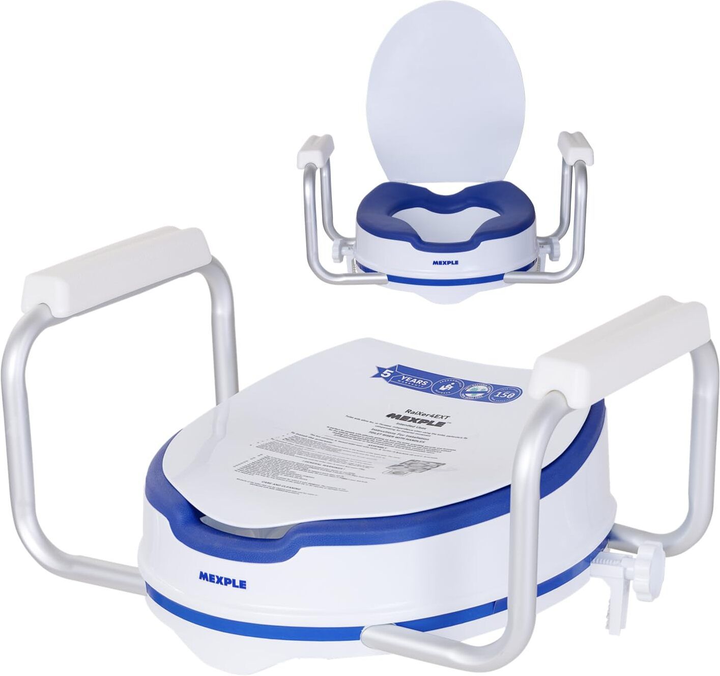 mexple RaiXer4EXT Raised Toilet Seat with Handles & Cushion | 4 Inch Commode Raiser MXPL_RaiXer4EXT Western Commode-picture-27