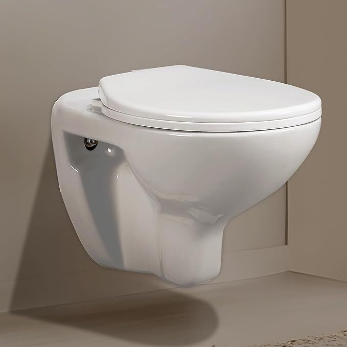 Wall Hung Western Commode for Bathroom | Made of Ceramic | P-255 Trap | Soft Close Feature | Star White | Geometric Shape | Wall Mount Western Commode-image-20