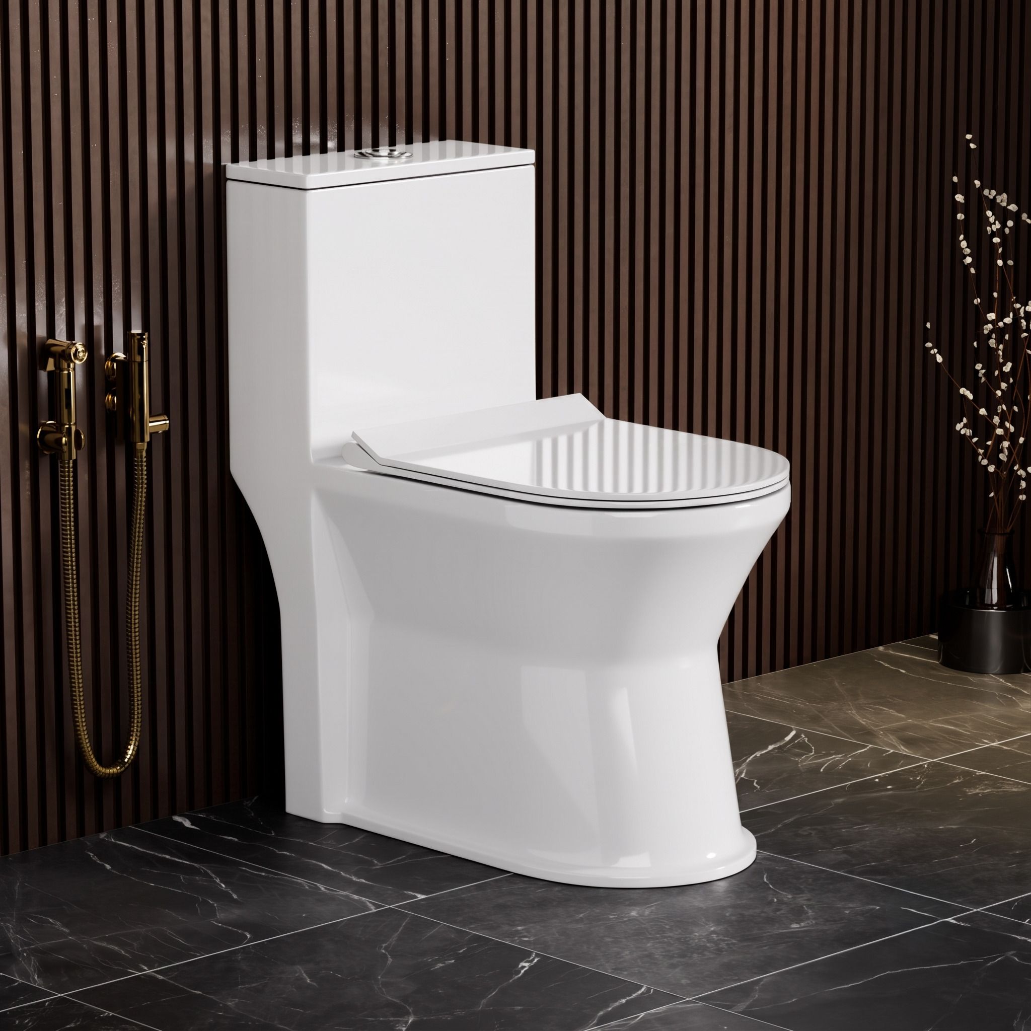 Ceramic One Piece Western Toilet Commode/Water Closet with Soft Close Seat Cover simon new3 Western Commode-image-4