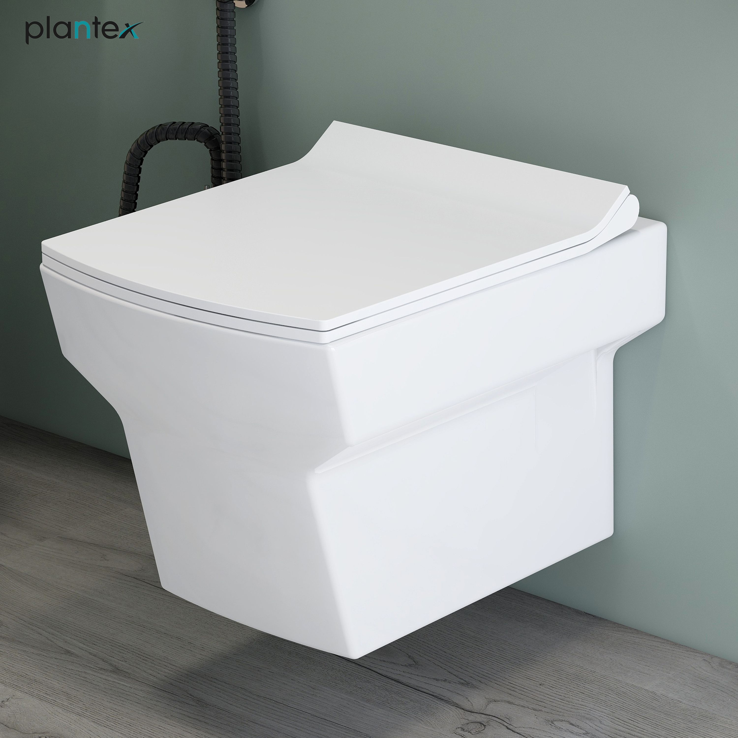 Commode for Toilet/Ceramic Western Commode/Squar Wall Hung Commode with Soft Closing Toilet Seat - P Trap Outlet - (APS-11002) Western Commode-image-42